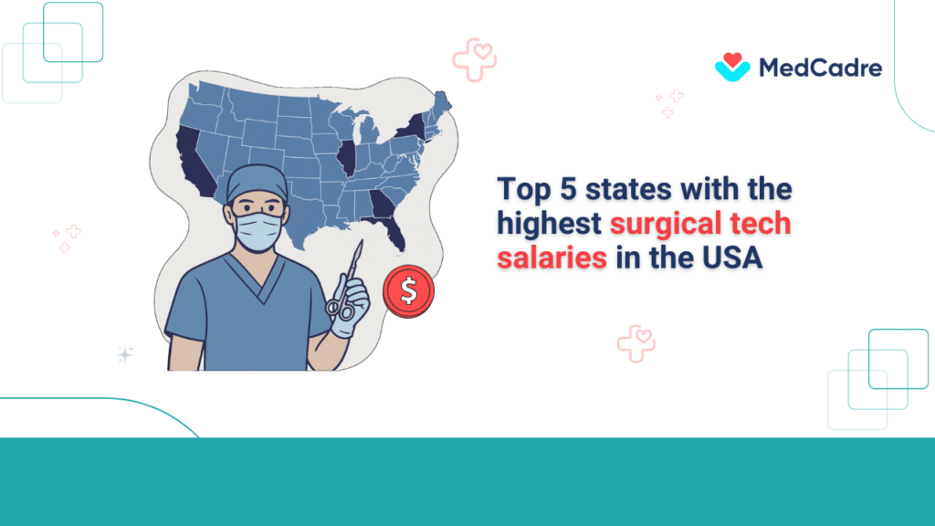 Top 5 states with the highest surgical tech